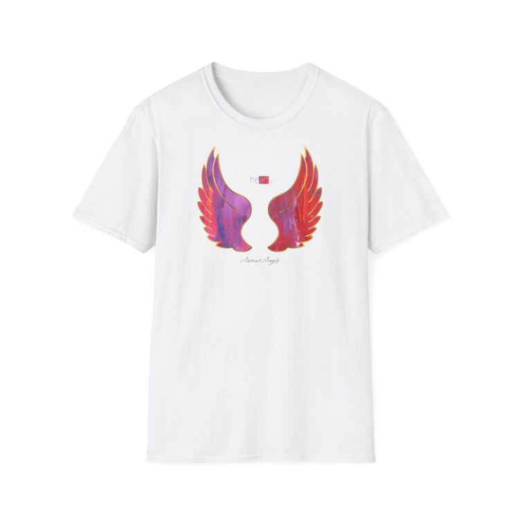 heArt - Abstract Angels Valentine Day Unisex Softstyle T-Shirt, Lucky Protection Tee, Angelic Graphic Shirt, Spiritual Clothing, Guardian Angel Top